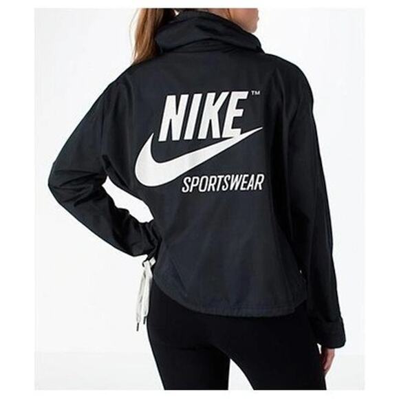 Nike Pullover Archive Jacket Womens Top Medium Black Hoodie Swoosh Gym - Picture 3 of 10